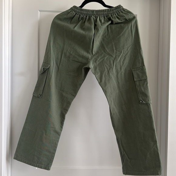 Women’s Green Cargo Pants Size S - Elastic Waist - Casual Utility Style - Picture 10 of 12